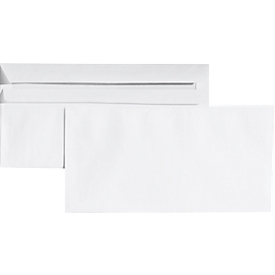 Witte enveloppen, 110 x 220 mm (DL) zonder venster, zelfklevend, pak van 100  stuks