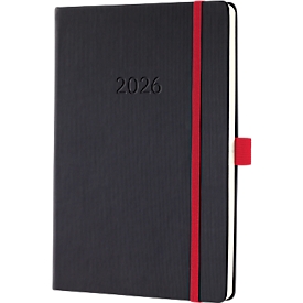 Wochenkalender Sigel Conceptum 2026 C2608, A5, 192 Seiten, 1 Jahr, 2 Seiten für je 1 Woche, PEFC®-Papier/Kunststoff, rot-schwarz