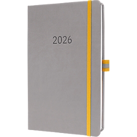 Wochenkalender Sigel Linescape 2026 DE L2604, A5, 176 Seiten, 53 Wochen, 2 Seiten für je 1 Woche, FSC®-Papier/Kunststoff, hellgrau-gelb