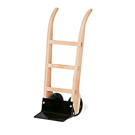 Wooden sack truck with sheet metal shovel, load capacity 200 kg, solid rubber wheels