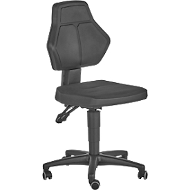 Work swivel chair Allrounder, without armrests, permanent contact, with castors, synthetic leather, black