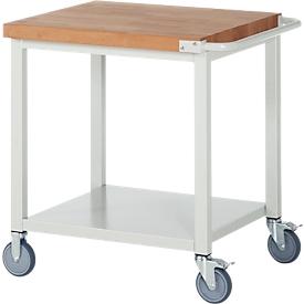 Workbench series 8000, mobile, workpiece shelf made of sheet steel, W 750 x D 700 x H 880 mm
