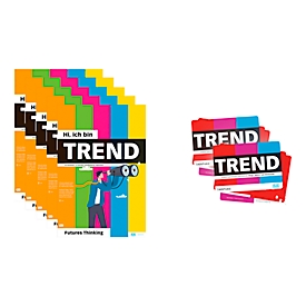 Workshop set PLAYROOM TREND FLIP, 5 flipchart pads with 13 pre-printed sheets for future thinking/innovation processes + 2 sets of cards, multicolored