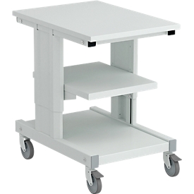 Workshop trolley Treston CONT705-41, worktop &amp; shelf, as additional space for work tables, manually height adjustable, up to 150 kg.
