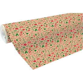 Wrapping paper Clairefontaine Christmas decorations, 1 roll with L 50 m x W 700 mm, printed on 1 side, kraft paper, brown-red