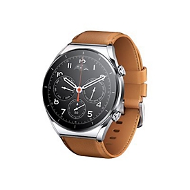 Xiaomi Watch S1 - 46 mm - silber - intelligente Uhr mit Riemen - Leder - braun