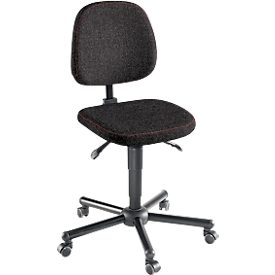 XXL industrial swivel chair meychair Workster Pro W19-11375, with castors, height adjustable, up to 250 kg, fabric, disinfectant resistant, black 