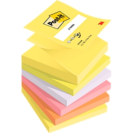 Z-Notes Post-it R330-NR, pour distributeur Z-Notes, 6 blocs, 100 feuilles par bloc, 76 x 76 mm chacun, certifié PEFC, couleurs fluo