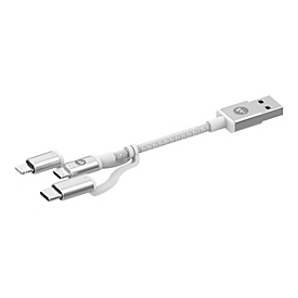 ZAGG - Lade-/Datenkabel - USB männlich zu Micro-USB Typ B, Lightning, USB-C männlich - 1 m - weiß