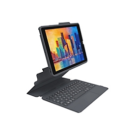 ZAGG Pro Keys - Tastatur und Foliohülle - mit Trackpad - hintergrundbeleuchtet - Bluetooth - Schweiz - Schwarz Tastatur, Schwarz Gehäuse - für Apple 10.2-inch iPad (7. Generation, 8. Generation)