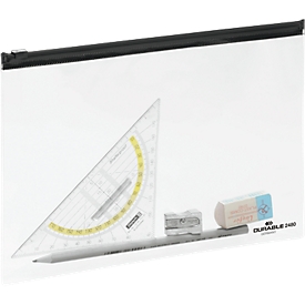Zak met ritssluiting ZIP BAG, transparant met zwarte zipper, A5, 5 stuks