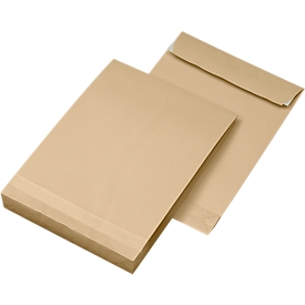 Zijvouwzakjes, 40 mm, klevend, C4, 130 g/m², 100 stuks, bruin