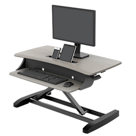 Zit-sta bureauhulpstuk ergotron® WorkFit-Z Mini, in hoogte verstelbaar, tot 11,4 kg, werkblad &amp; toetsenbord lade, geïntegreerd kabelmanagement
