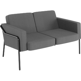 Zweisitzer Sofa meet by Paperflow MEDSO Klassik, gepolstert, Sitzfläche austauschbar, B 1040 x T 515 x H 410 mm, Stoff und Stahl, anthrazit/mattschwarz