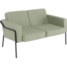 Zweisitzer Sofa meet by Paperflow MEDSO Klassik, gepolstert, Sitzfläche austauschbar, B 1040 x T 515 x H 410 mm, Stoff und Stahl, grün/mattschwarz