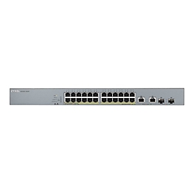 Zyxel GS1350-26HP - Switch - Smart - 24 x 10/100/1000 (PoE+) + 2 x Combo Gigabit SFP (Uplink) - Desktop, an Rack montierbar - PoE+ (375 W)