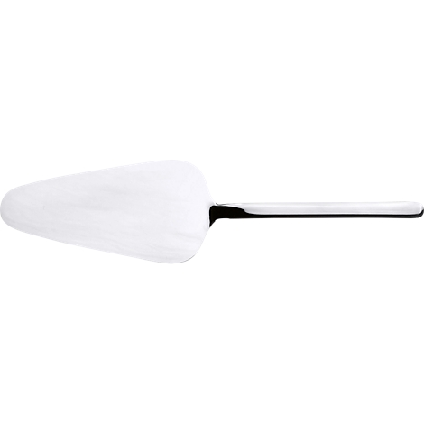 Tortenspatel aus Metall, dreieckige Form, langer Griff.
