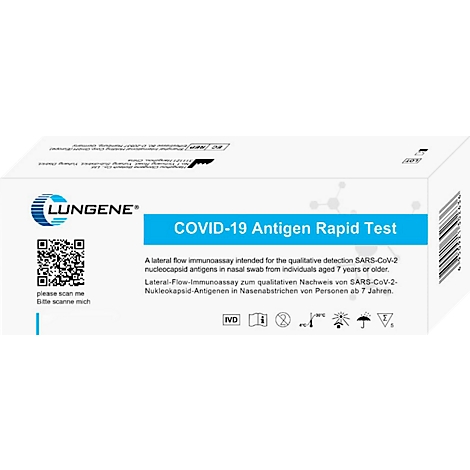 Antigen Schnelltest CLungeneÂ® Rapid Test, Einweg, SpezifitÃ¤t 99,9 %, naso- & oropharyngeal, Ergebnis nach 15 Minuten, ab 7 Jahren, mit BfArM-Zulassung