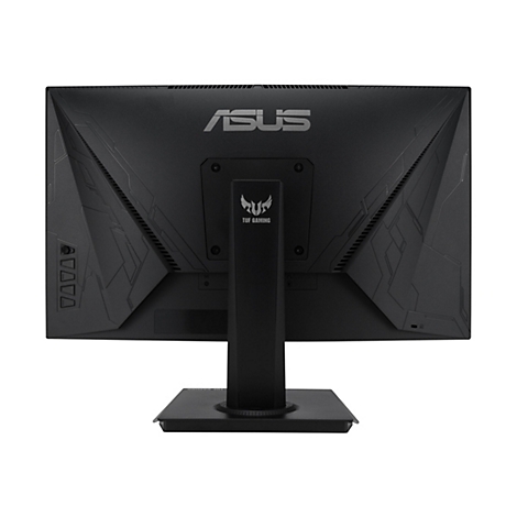 Schwarzer ASUS-Monitor, Rückseite, Logos und Designmerkmale.