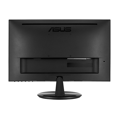 Vue arriÃ¨re d'un moniteur ASUS noir. Marque en haut, ports en bas.
