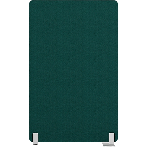 Un élément rectangulaire vert foncé avec des pieds blancs.