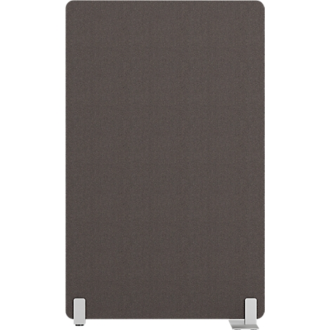 Cloison de bureau grise. Forme rectangulaire avec pieds blancs.