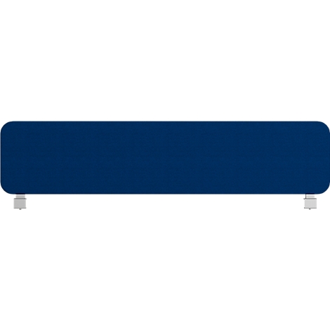 Blue rectangular object with rounded corners and two small gray feet.