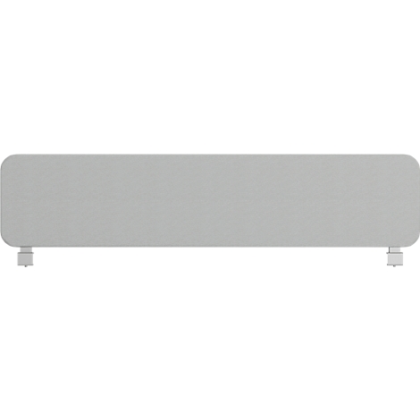 Gray rectangular product with rounded corners and two feet at the ends.