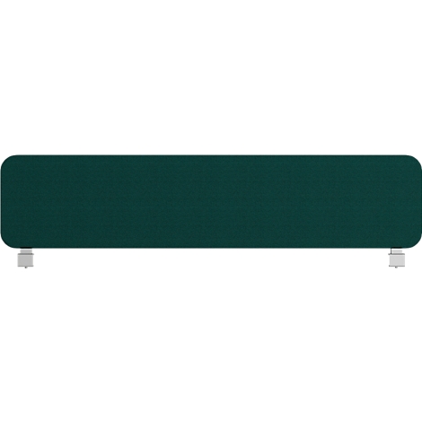 Meuble rectangulaire vert foncé avec des coins arrondis, soutenu par deux petits pieds gris clair.