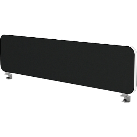 Fixation de bureau rectangulaire noire avec cadre blanc et supports.