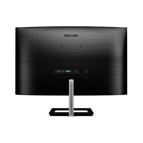 Arrière d'un moniteur Philips noir avec des ports et le texte 'PHILIPS'.
