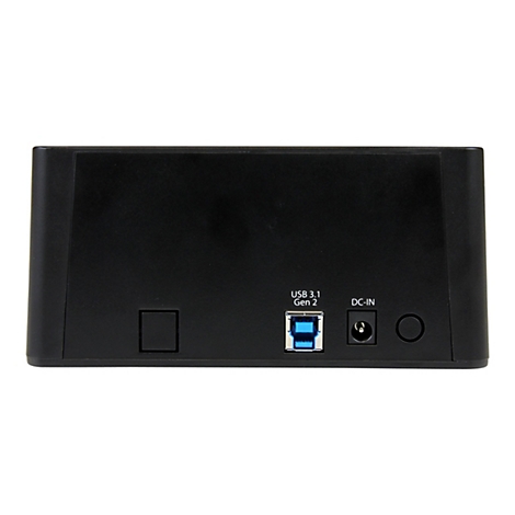 BoÃ®tier noir avec port USB 3.1 Gen 2, port DC-IN et un bouton.