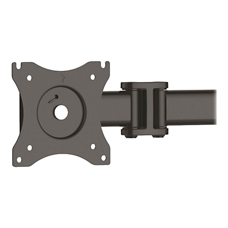 Support de moniteur noir : plaque avec trous, joint et barre de support.