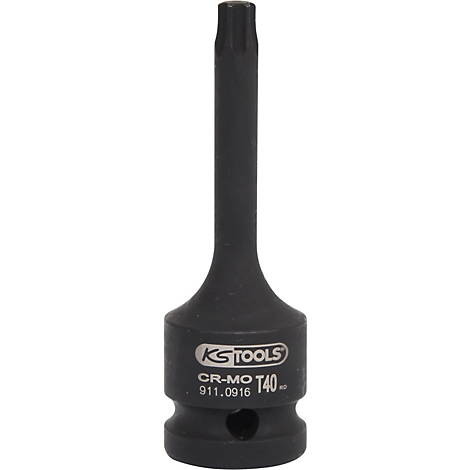 Schwarzer Torx-Bit mit KS TOOLS-Logo und Aufschrift CR-MO T40.