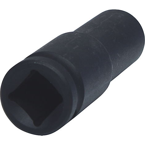 Nahaufnahme eines schwarzen Steckschlüssels, der einen quadratischen Kopf hat.