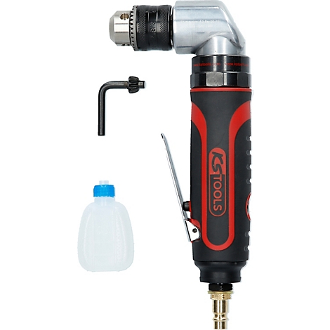 Winkelschleifer mit Zubehör, schwarz-rot, KS TOOLS Logo, auf weißem Hintergrund.