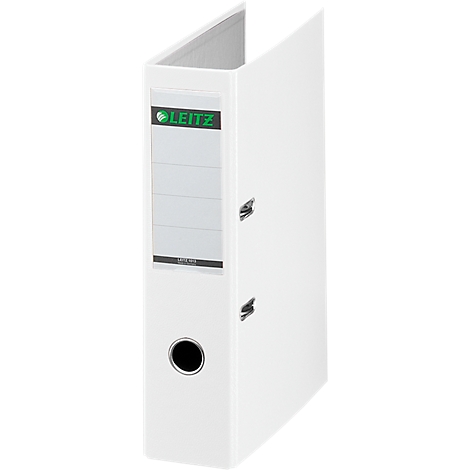 White folder with black Leitz marking.