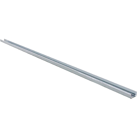 Straight, silver-colored metal profile extending diagonally across the white background.