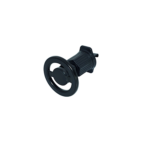 Schwarzes Lenkrad, detaillierte Ansicht.