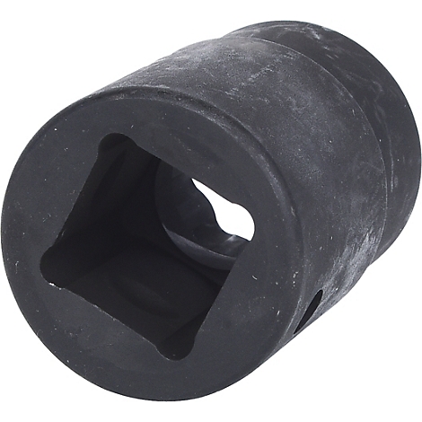 Schwarze Nuss für einen Schraubenschlüssel, mit quadratischer Aufnahme und runden Öffnungen.