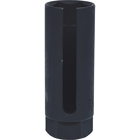 Dunkelgraue Steckschlüssel-Spezialnuss mit Aussparung, für KFZ-Reparaturen.