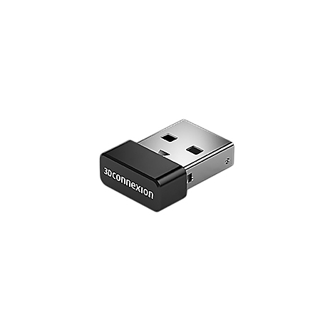 Ein schwarzer USB-Empfänger mit '3Dconnexion' Aufdruck, der in einen silbernen USB-Stecker mündet.