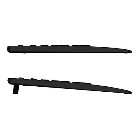 Deux claviers noirs de côté, dont un avec un support.