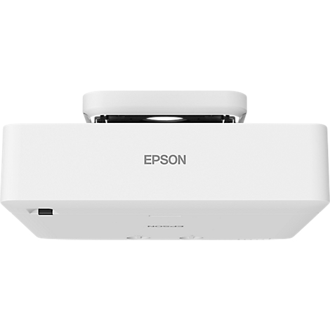 White Epson projector. At the top is a black area, below which is the EPSON lettering.