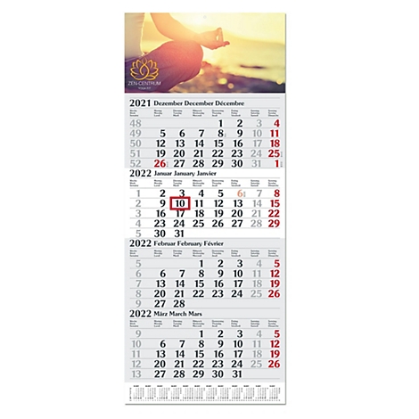 4 maanden kalender, met datumschuif, L 640 x B 300 mm, reclamedruk 280 