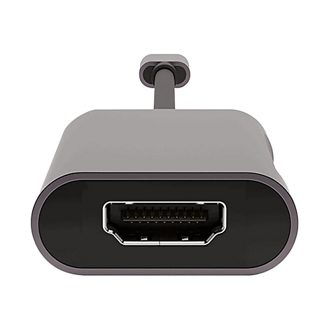 Grauer HDMI-Adapter, rechteckig, mit einem Anschluss.