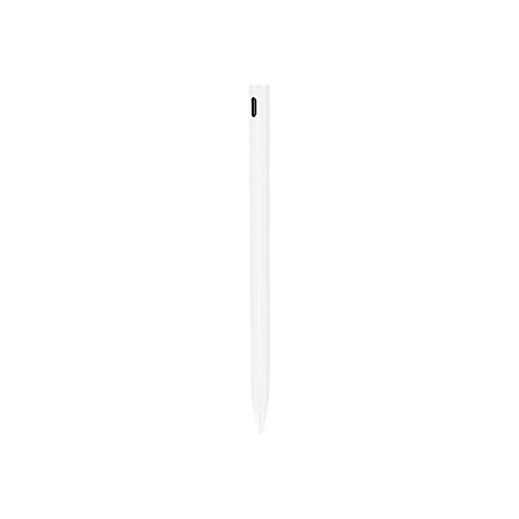 Ein schlanker, weißer Eingabestift für Tablets mit einem schwarzen USB-C-Anschluss am oberen Ende.
