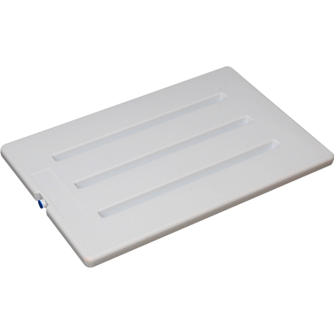 Plaque de refroidissement blanche rectangulaire avec trois rainures allongées.