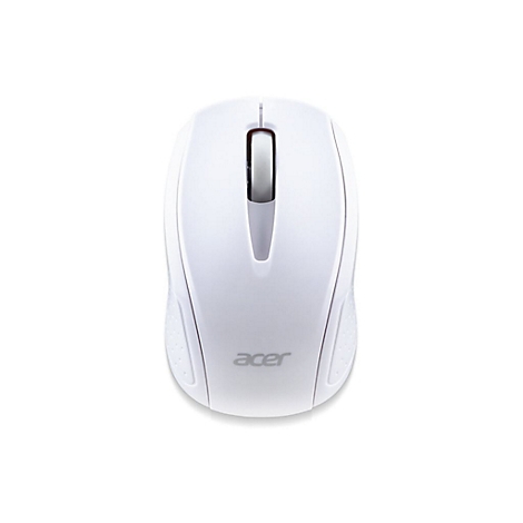 Weiße, schnurlose Acer-Computermaus in der Draufsicht vor weißem Hintergrund.