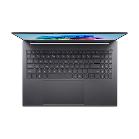 Draufsicht eines aufgeklappten Acer Laptops mit dunkler Tastatur, Nummernblock und integriertem Touchpad.